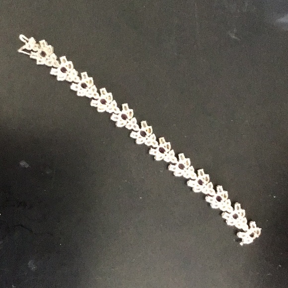 Amethyst, CZ and Silver Bracelet - Picture 3 of 5